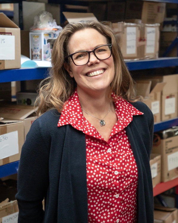 Samantha, founder of Order Fulfilment Experts, in the OFEX fulfilment centre